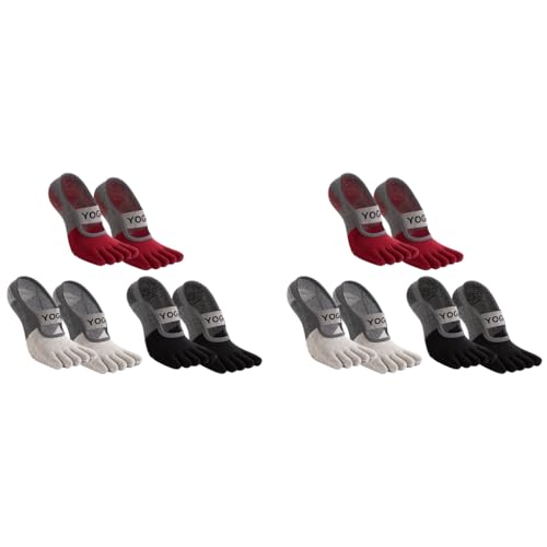 Proberos® 3 Pairs Yoga Socks for Women, Breathable Cotton 5-Toe Socks for Women, Anti Skid Women Socks, Elastic Strap Design for Pilates, Dance, Barre, Home Workout & Barefoot Fitness 2 PCS Proberos® 3 Pairs Yoga Socks for Women, Breathable Cotton 5-Toe Socks for Women, Anti Skid Women Socks, Elastic Strap Design for Pilates, Dance, Barre, Home Workout & Barefoot Fitness 2 PCS